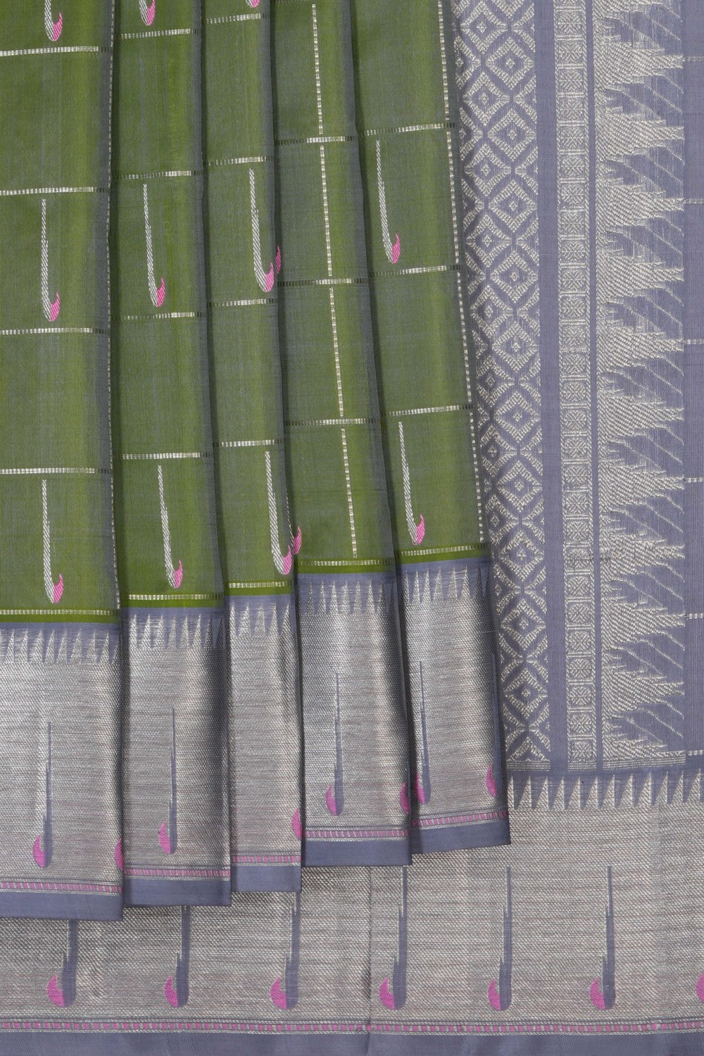 Image of Sage Green Venkatagiri Kattam Saree