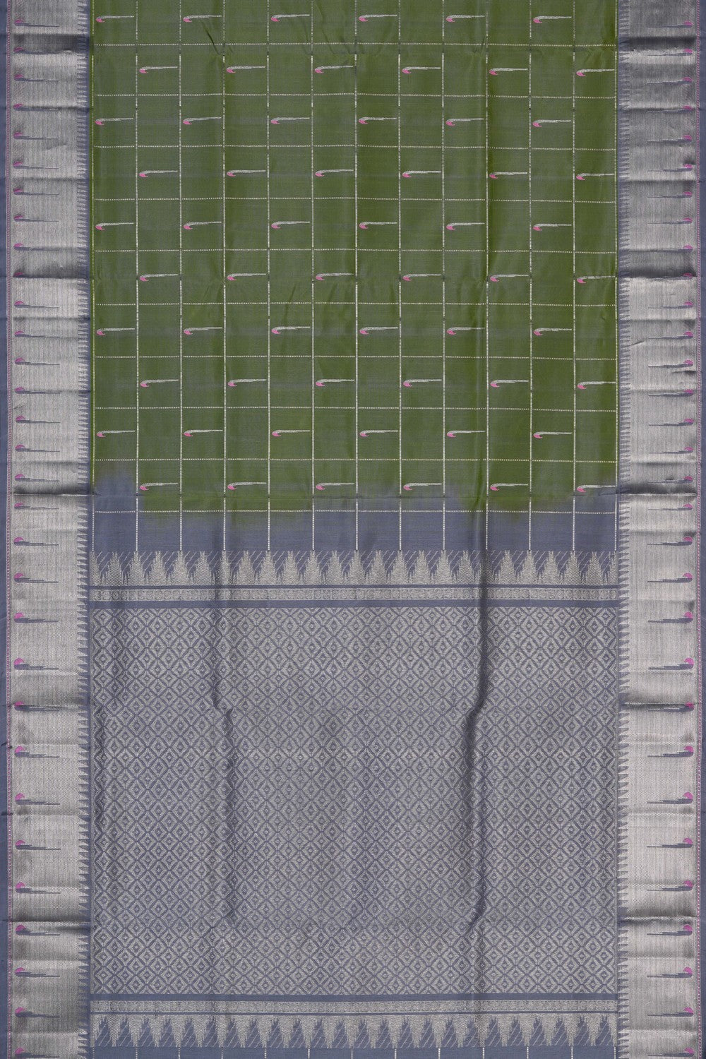 Image of Sage Green Venkatagiri Kattam Saree