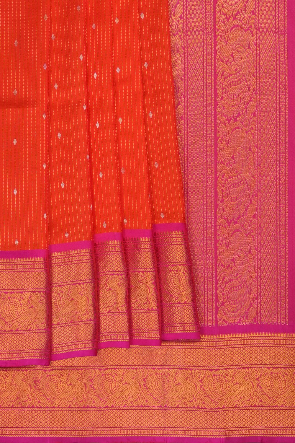 Image of Orange Venkatagiri Sico Cotton Saree