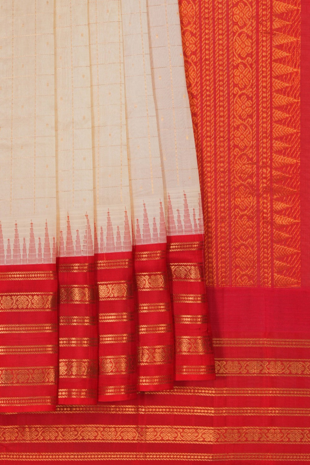 Image of Venkatagiri Cream Kattam Saree