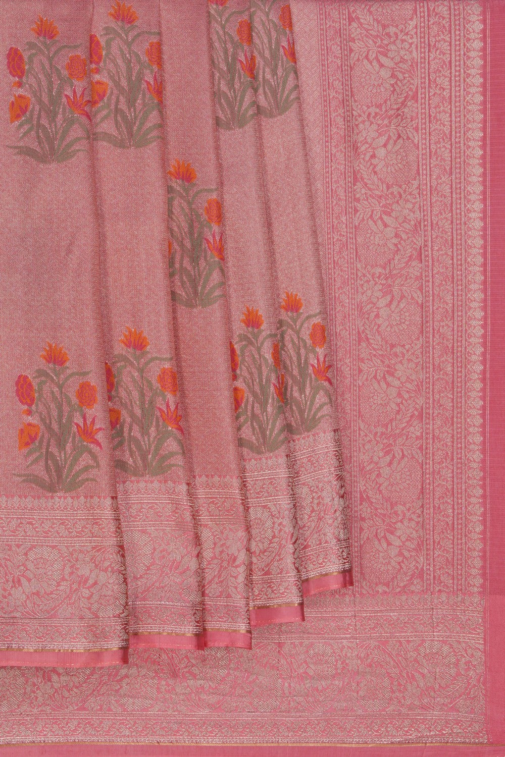 Image of Pink Shimmering Tissue Silk Saree