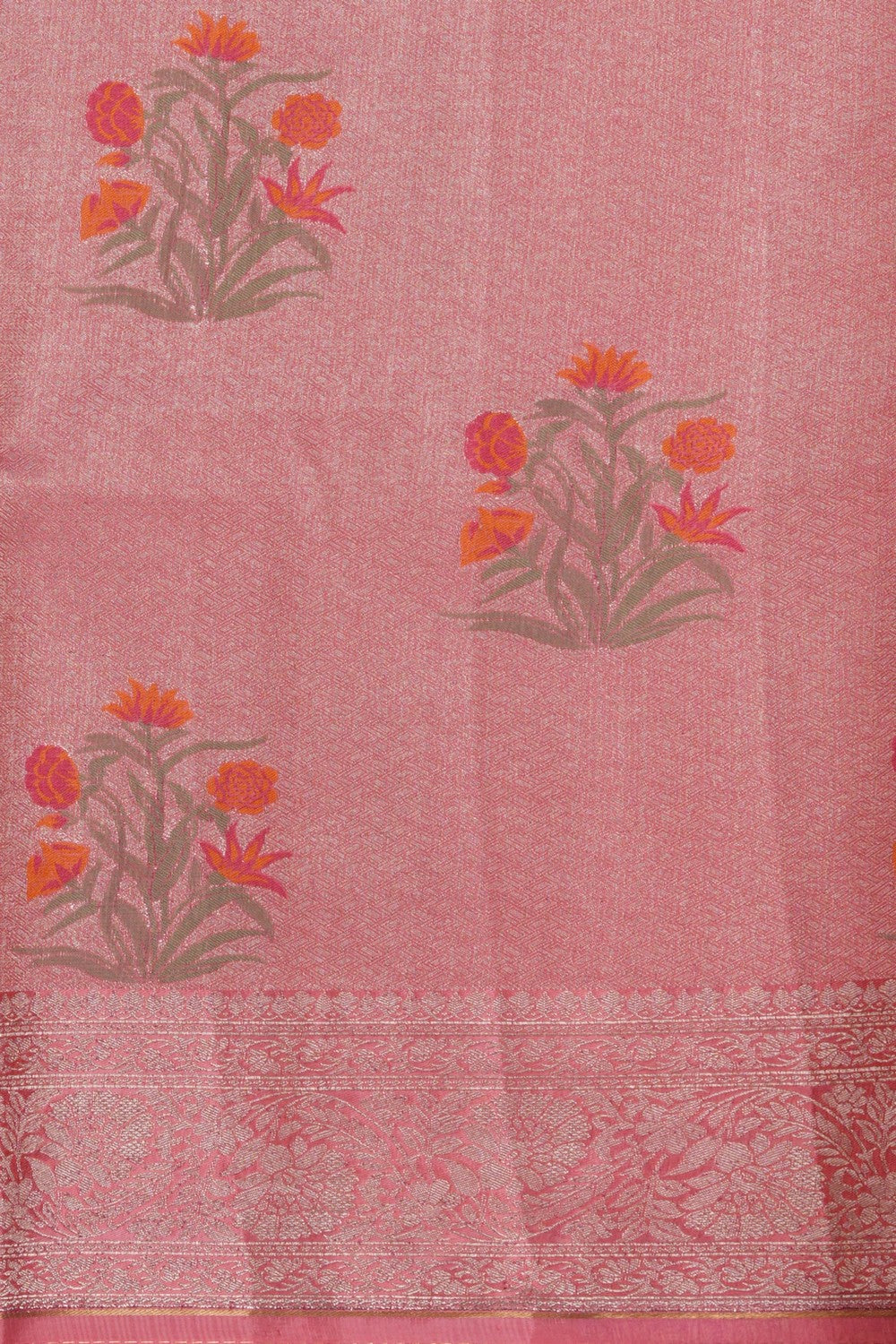 Image of Pink Shimmering Tissue Silk Saree