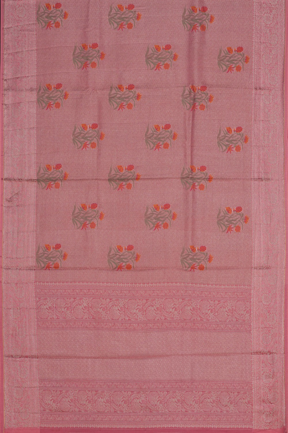 Image of Pink Shimmering Tissue Silk Saree