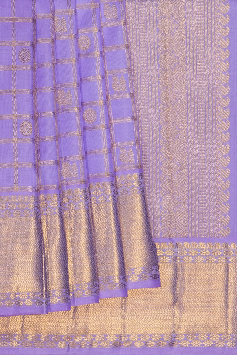 Image of Purple Kanjivaram Silk Kattam Saree