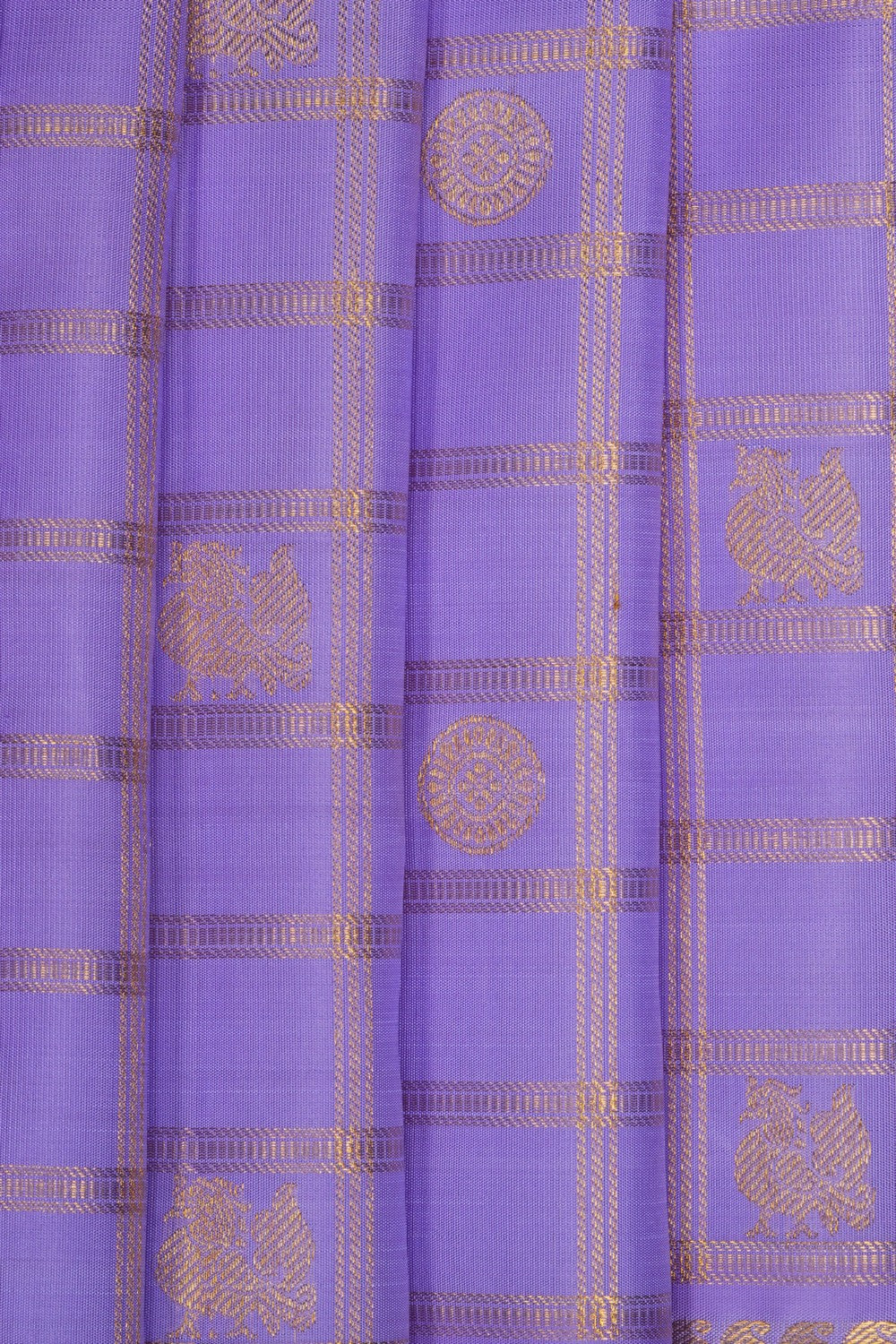 Image of Purple Kanjivaram Silk Kattam Saree