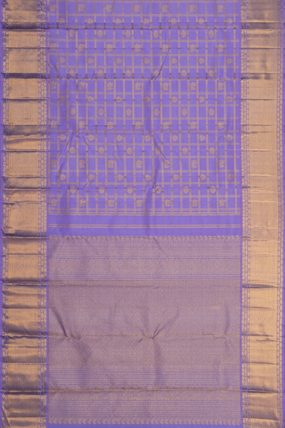 Image of Purple Kanjivaram Silk Kattam Saree