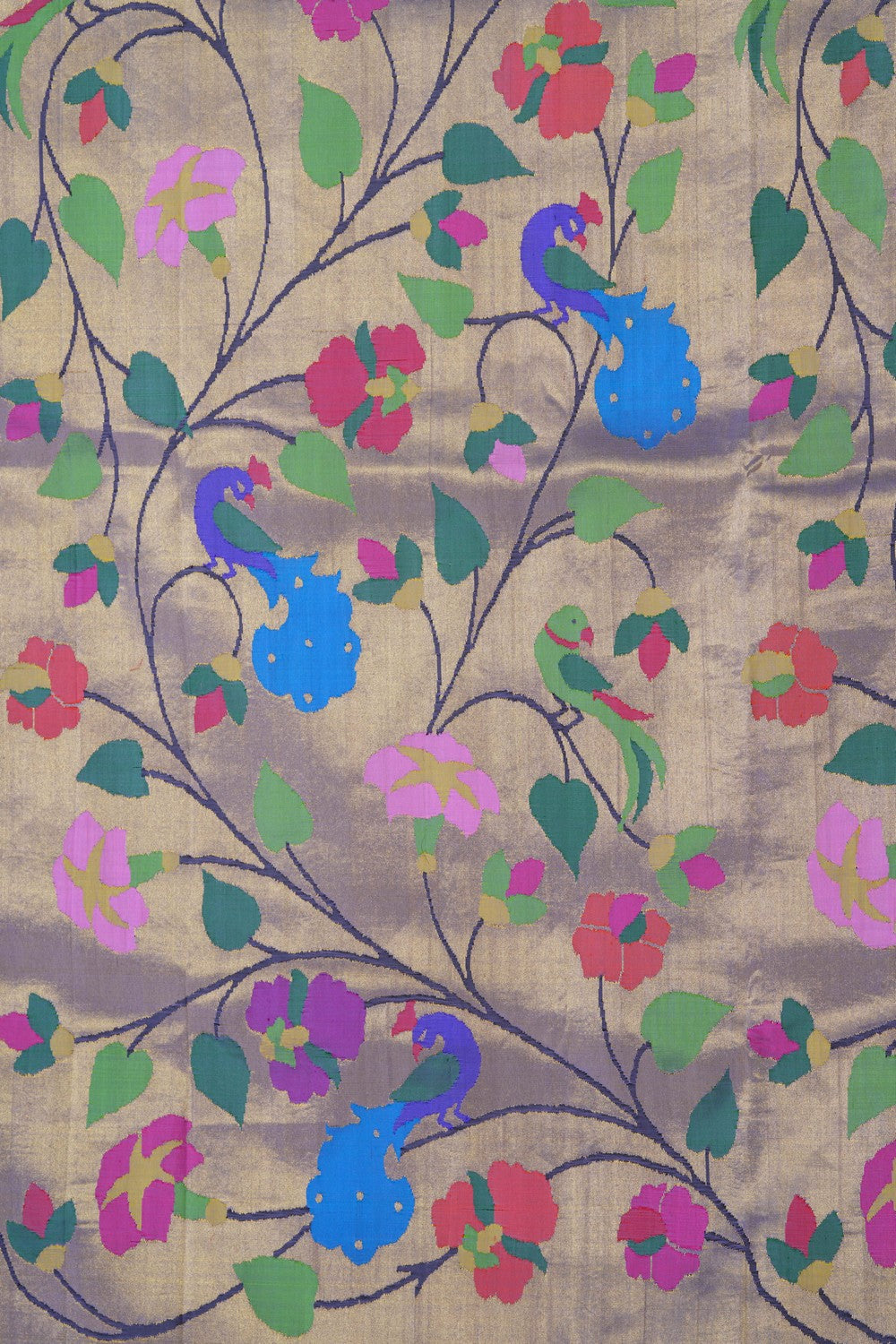 Image of Golden-Purple Paithani Silk Brocade Saree