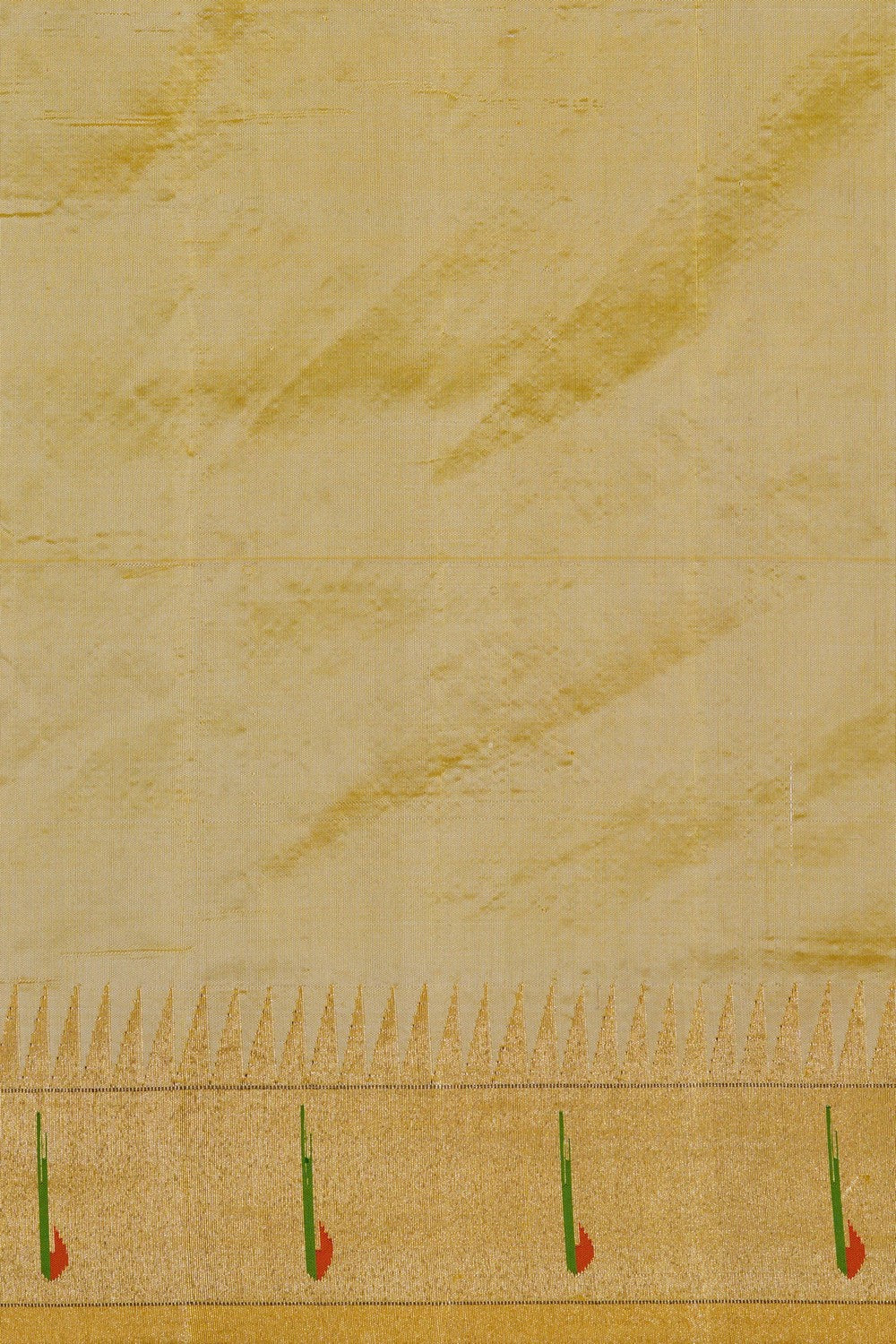 Image of Golden-Green Paithani Silk Brocade Saree