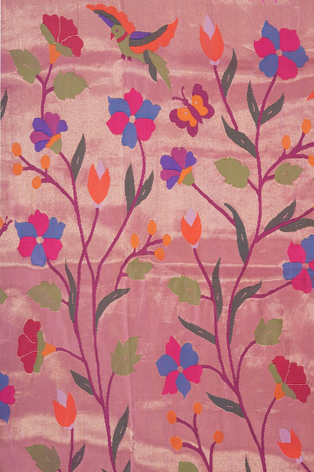 Image of Golden-Pink Paithani Silk Brocade Saree