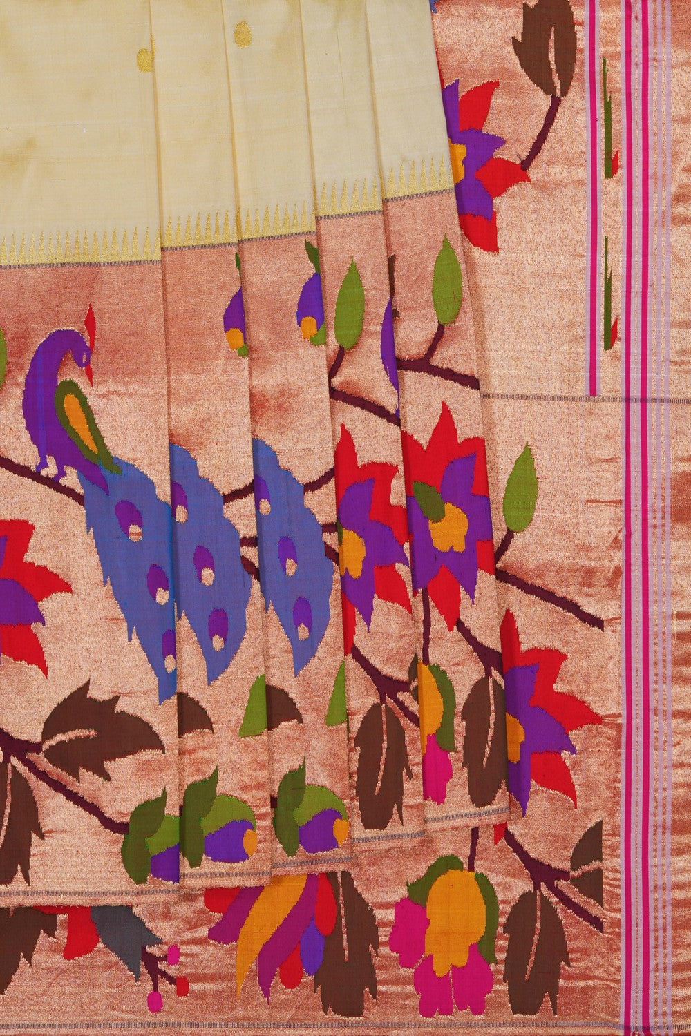 Image of Cream Paithani Silk Saree
