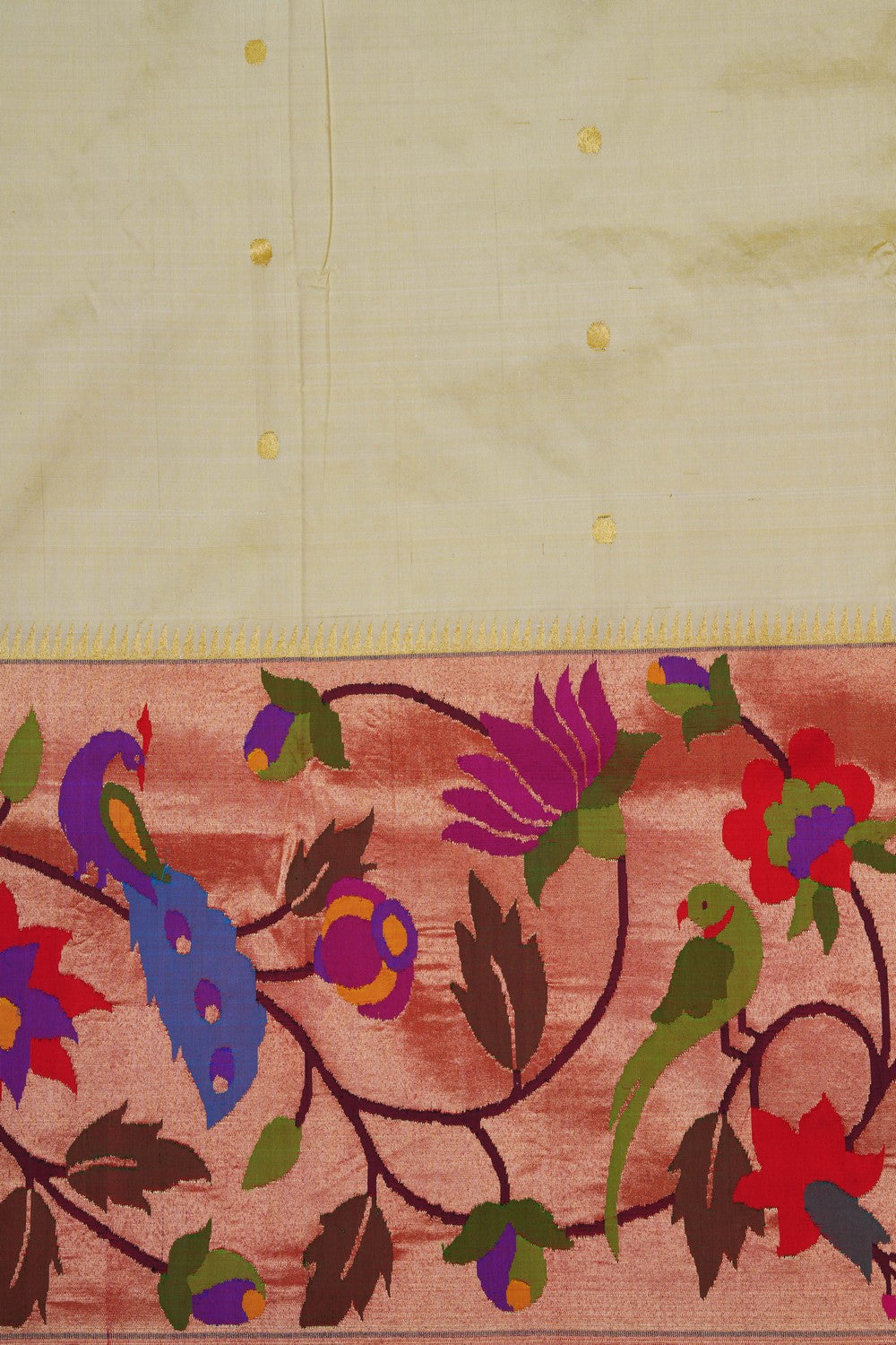 Image of Cream Paithani Silk Saree