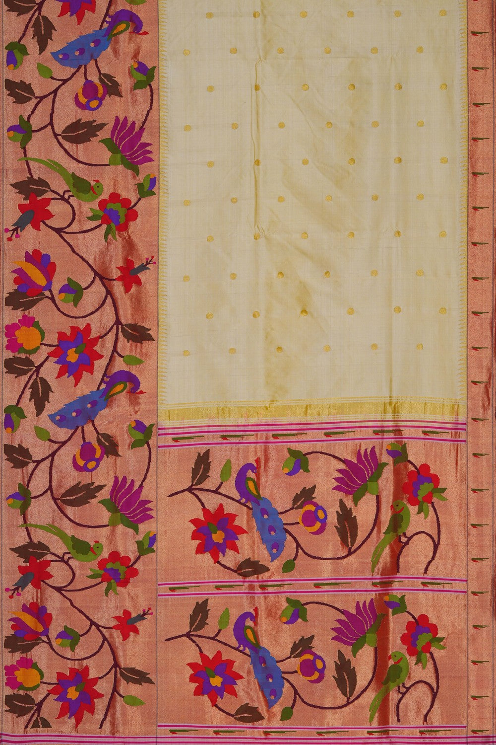 Image of Cream Paithani Silk Saree