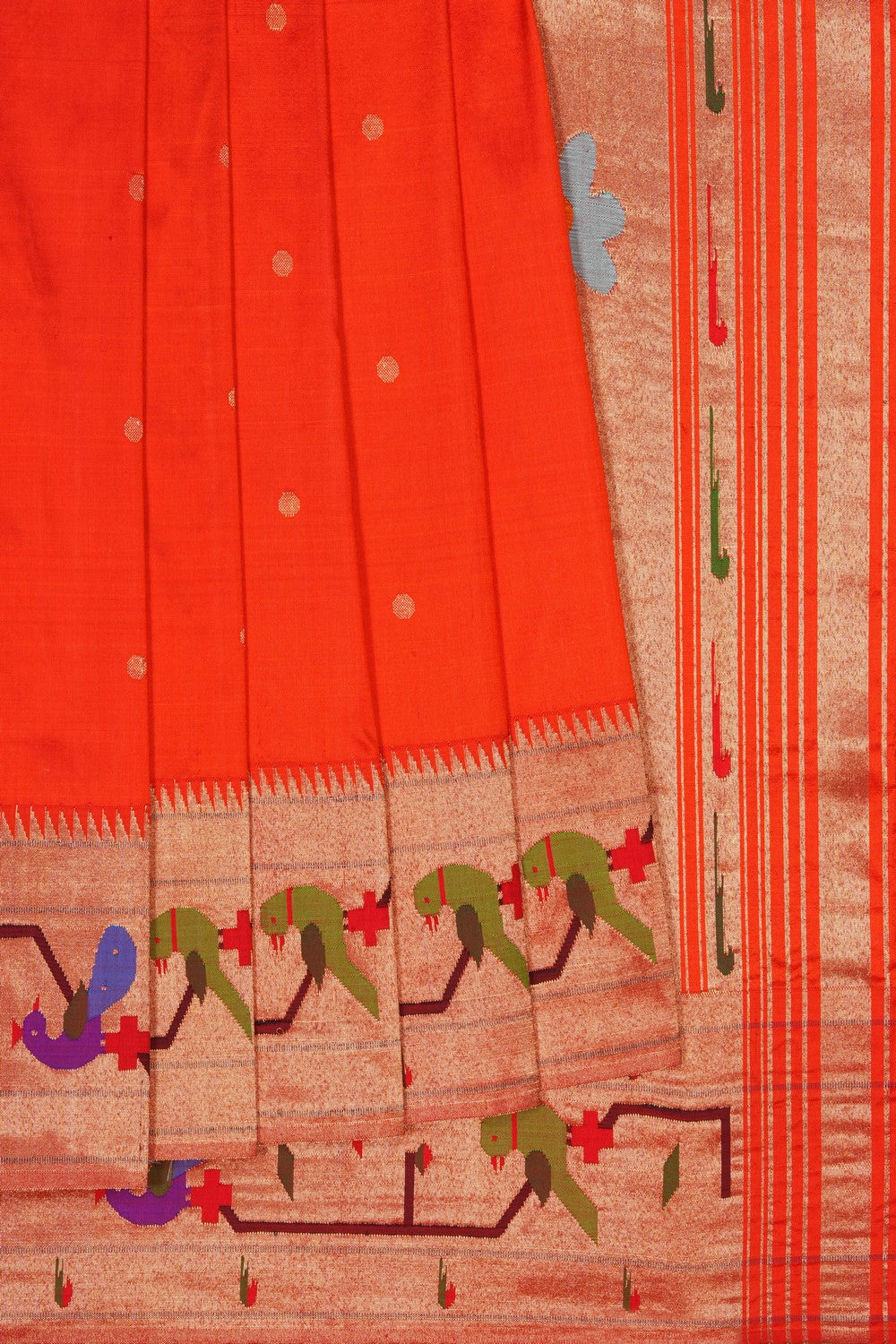 Image of Orange Paithani Silk Saree