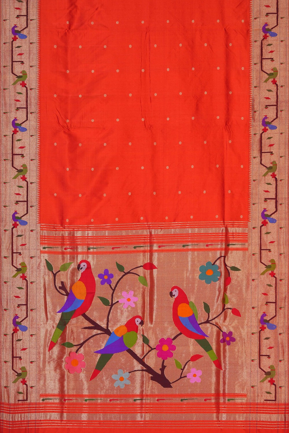 Image of Orange Paithani Silk Saree