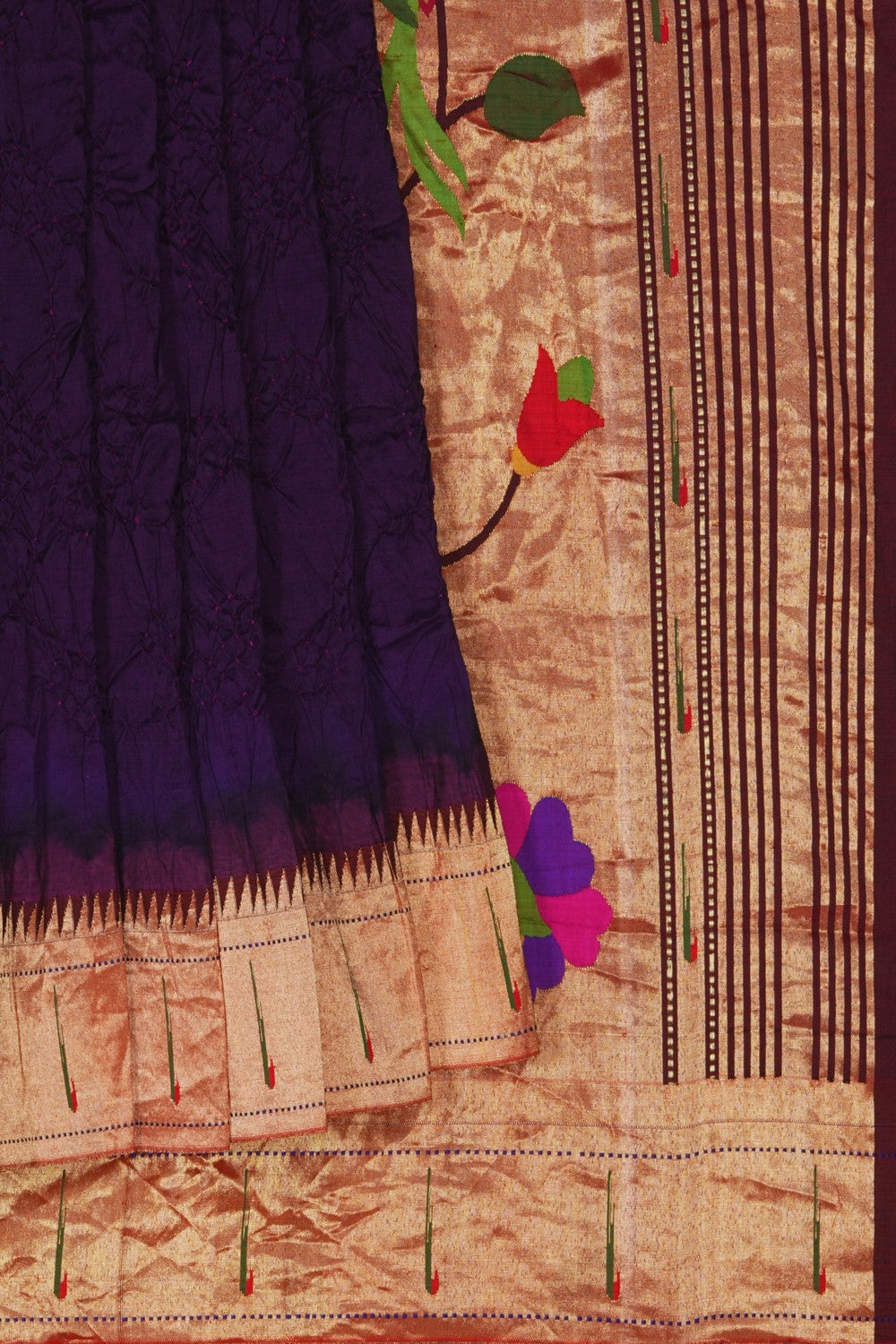 Image of Bandhani Paithani Fusion Violet Saree
