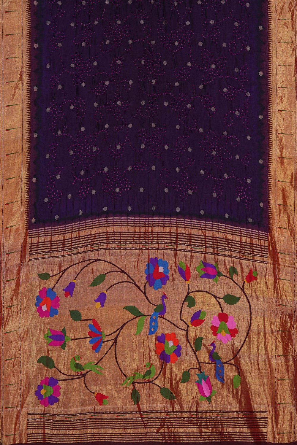 Image of Bandhani Paithani Fusion Violet Saree