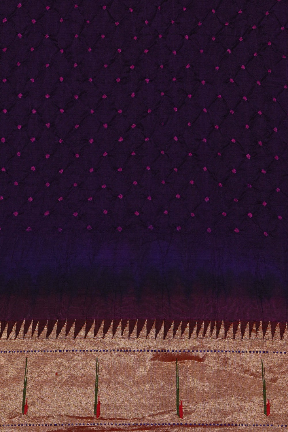 Image of Bandhani Paithani Fusion Violet Saree
