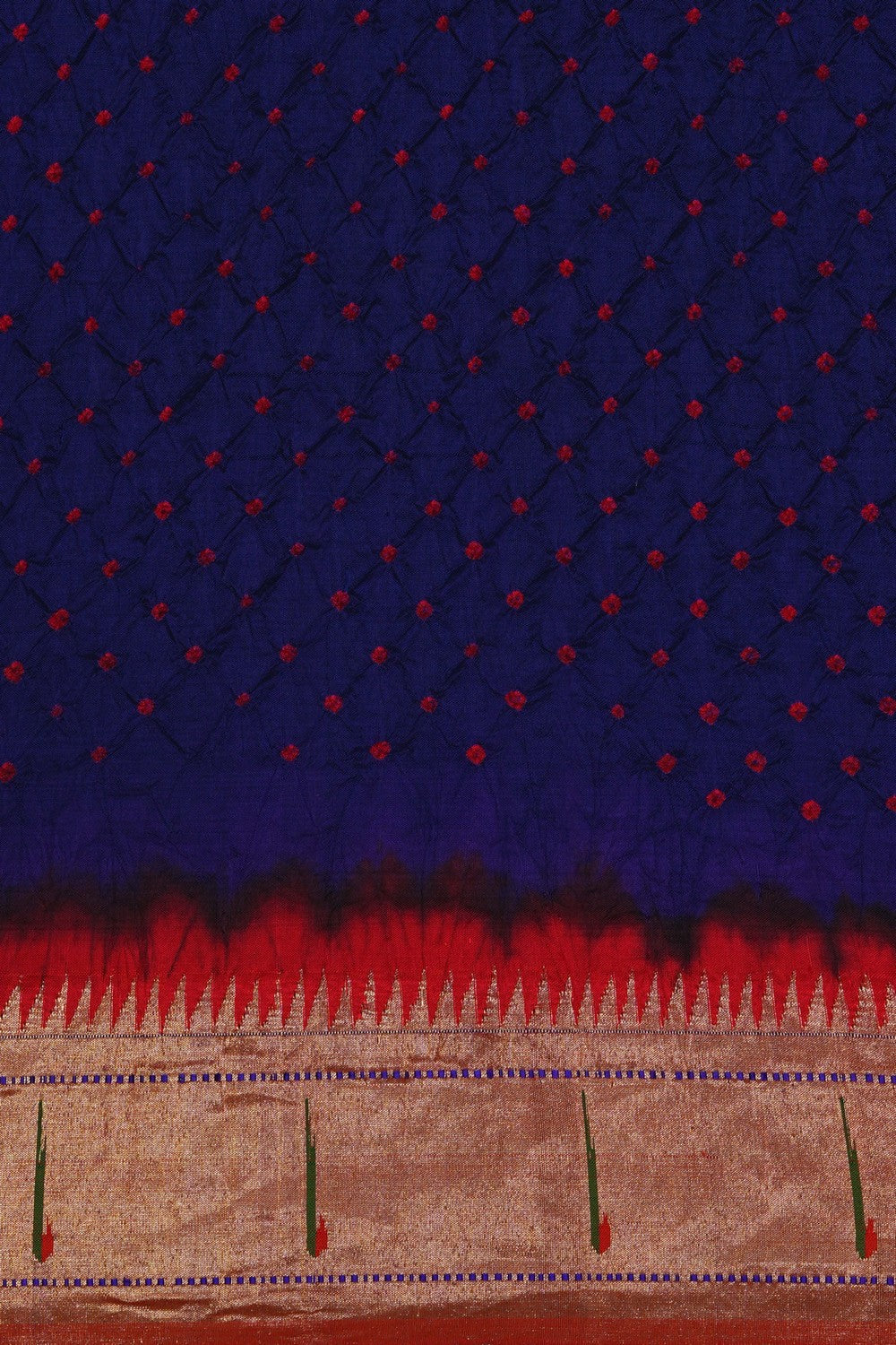 Image of Bandhani Paithani Fusion Indigo Blue Saree