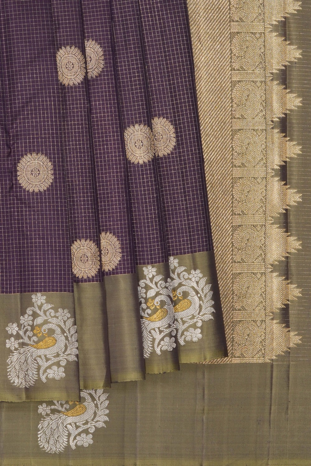 Image of Violet Arani Silk Kattam Saree
