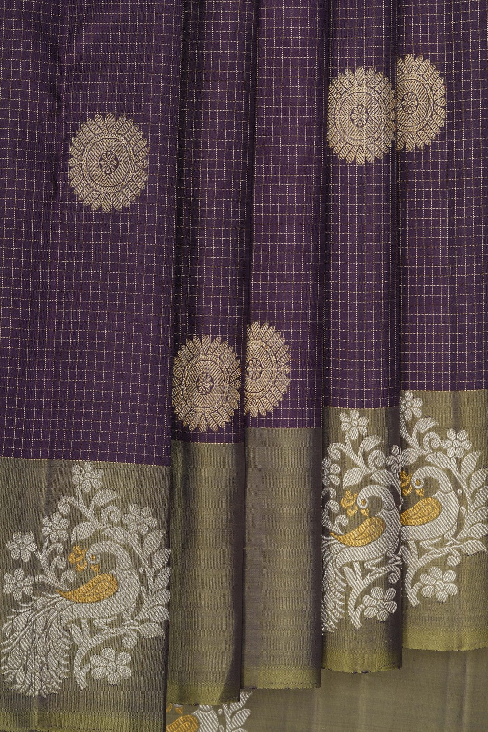 Image of Violet Arani Silk Kattam Saree