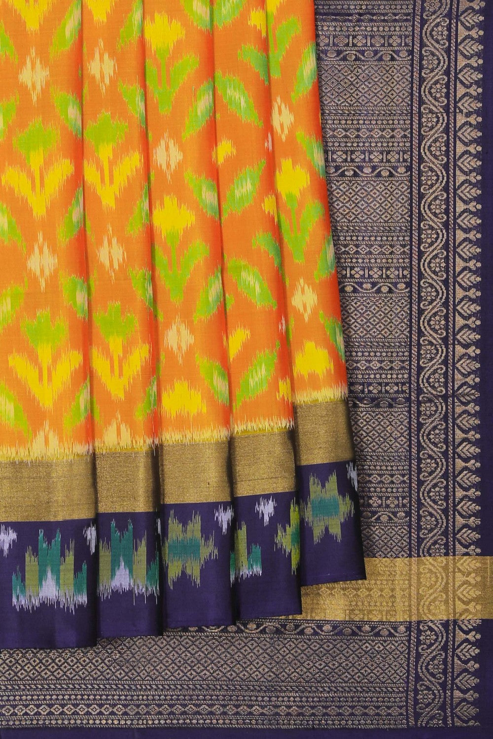 Image of South Silk Ikat Fusion Saree