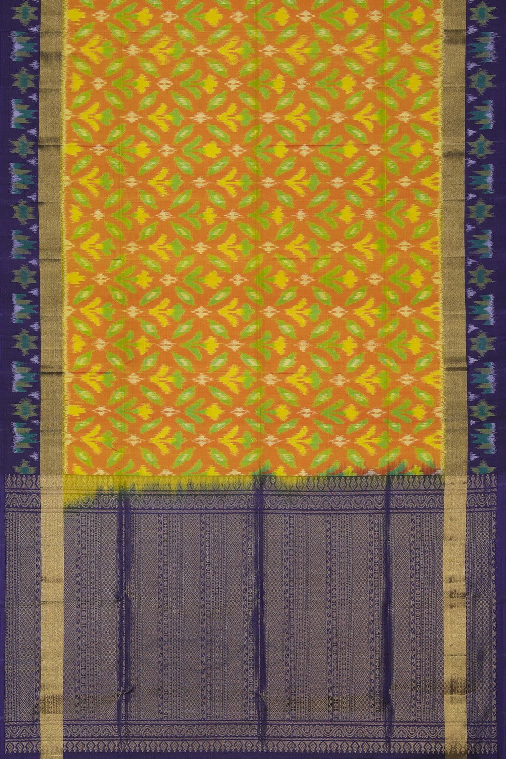 Image of South Silk Ikat Fusion Saree