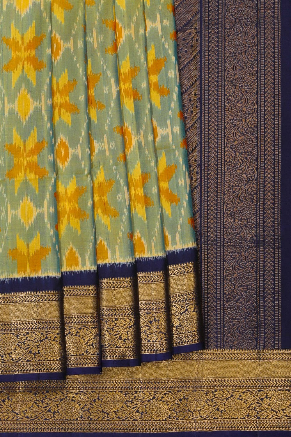 Image of South Silk Ikat Fusion Saree