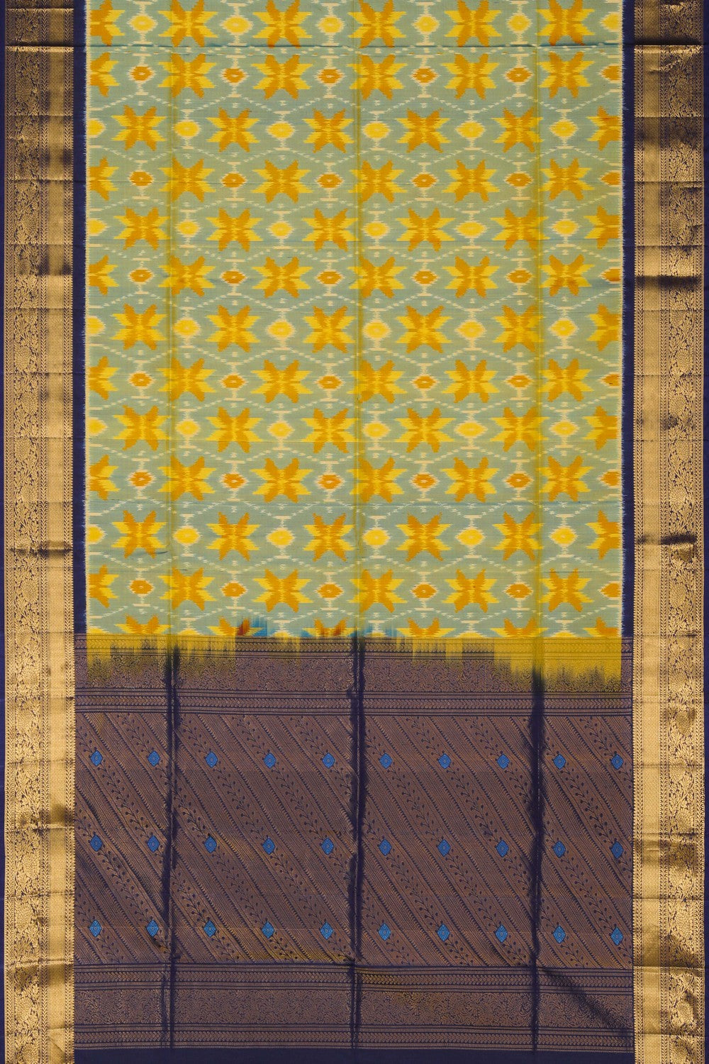 Image of South Silk Ikat Fusion Saree