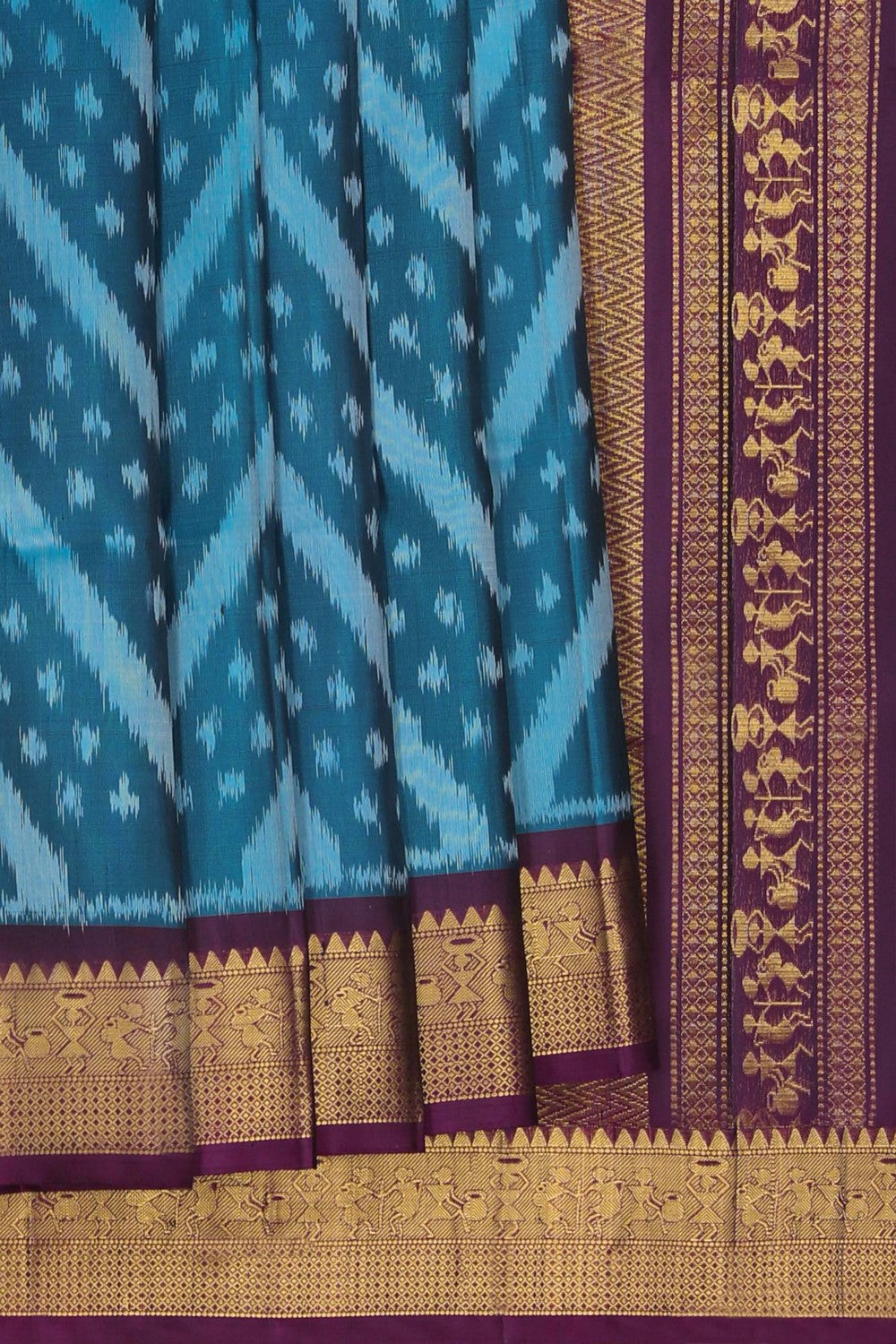 Image of South Silk Ikat Fusion Saree