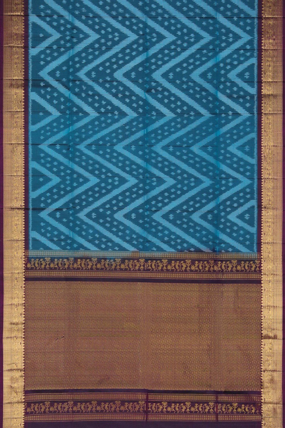 Image of South Silk Ikat Fusion Saree