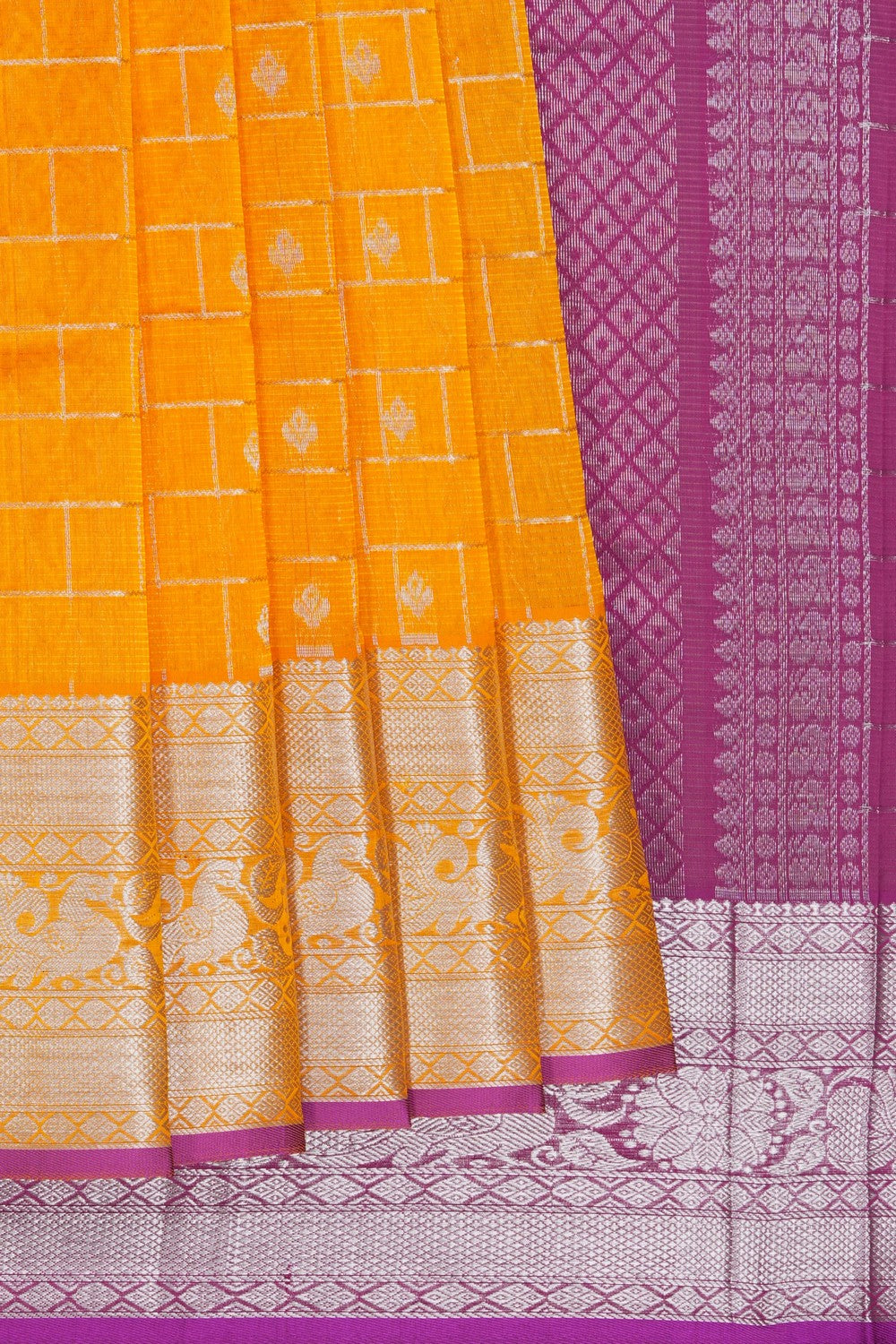 Image of Venkatagiri Silk Cotton Mustard Saree
