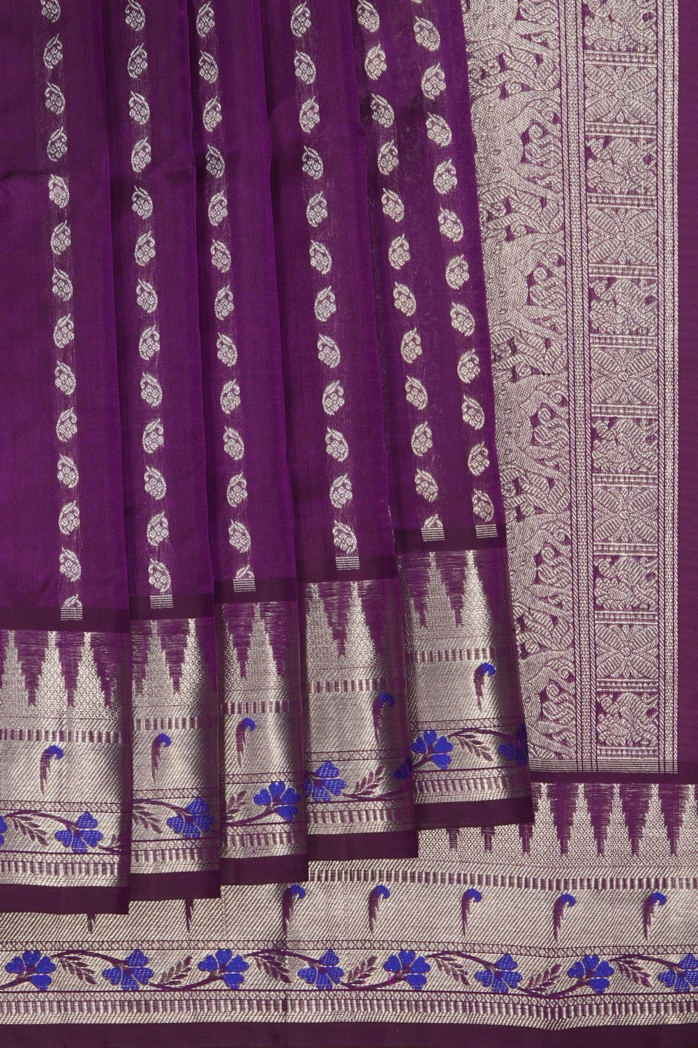 Image of Venkatagiri Silk Cotton Purple Saree