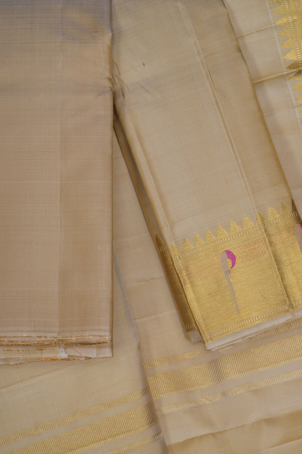 Image of Arani Silk Dhoti With Kanduva (8 X 4) 3 PCS Set