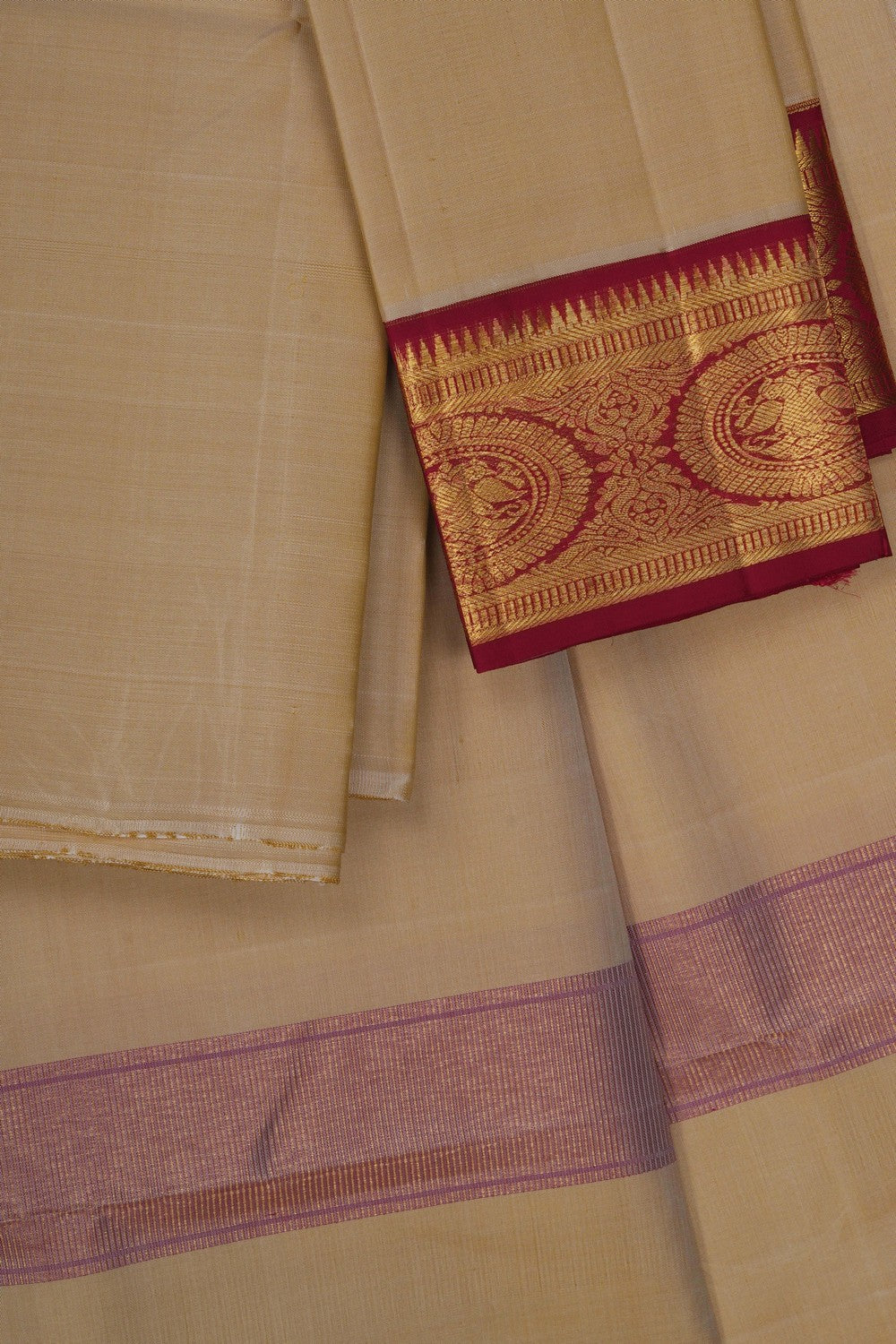 Image of Arani Silk Dhoti With Kanduva (8 X 4) 3 PCS Set