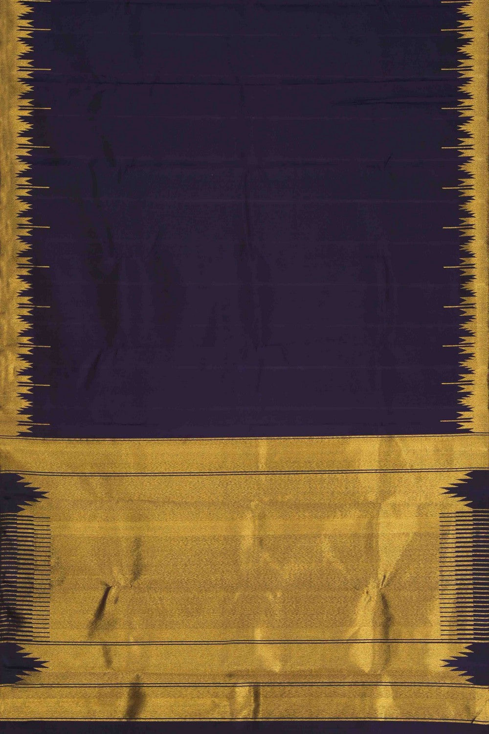 Image of Plain Violet Arani Silk Saree with Zari Temple Border