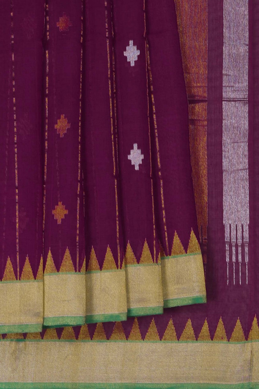 Image of Ponduru Cotton Plum Pink Saree
