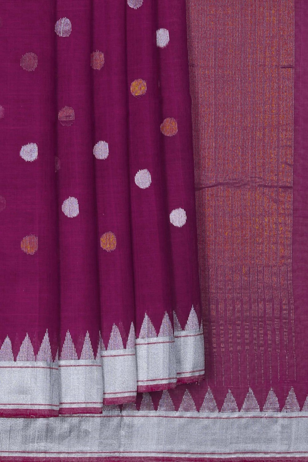 Image of Ponduru Cotton Plum Pink Saree