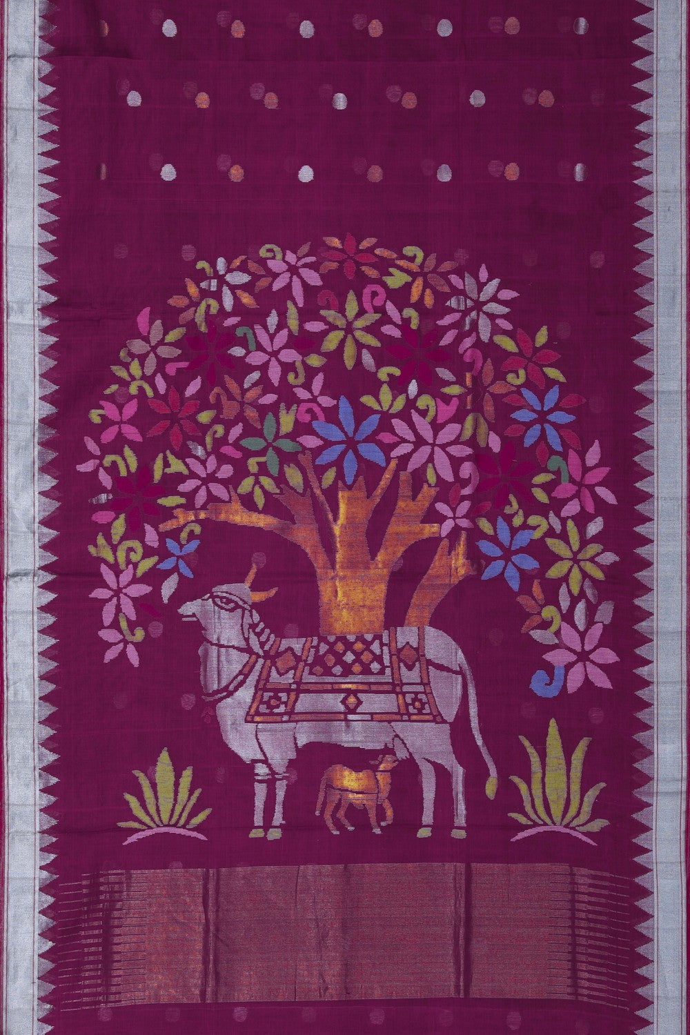 Image of Ponduru Cotton Plum Pink Saree
