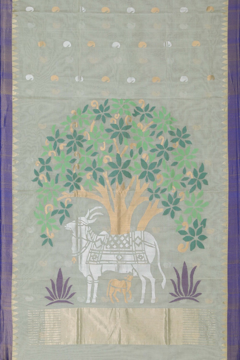 Image of Ponduru Cotton Pista-Green Saree