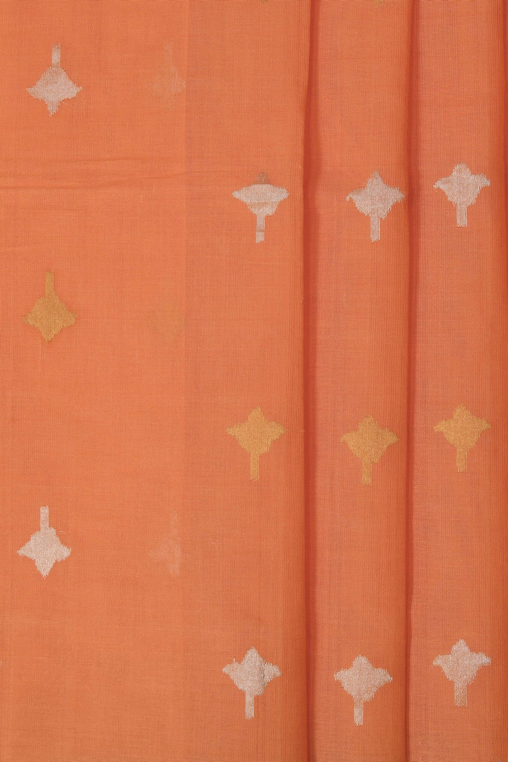 Image of Ponduru Cotton Coral-Orange Saree