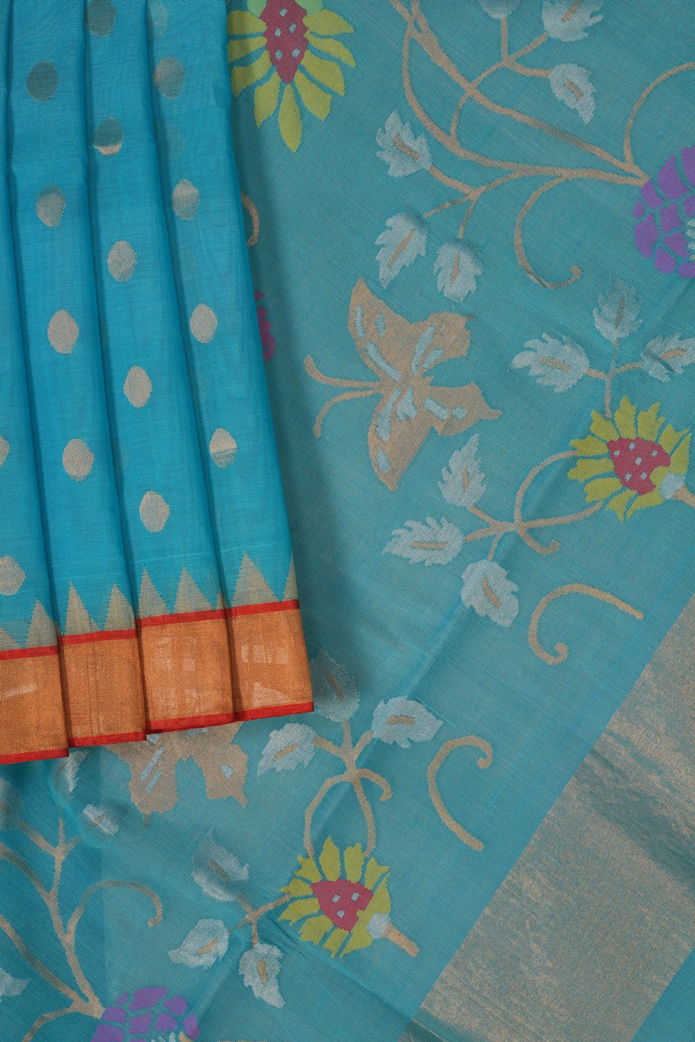 Image of Ponduru Cotton Blue Saree