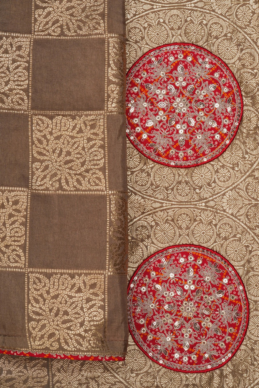 Image of Grey Saree with Zari-Woven Motifs