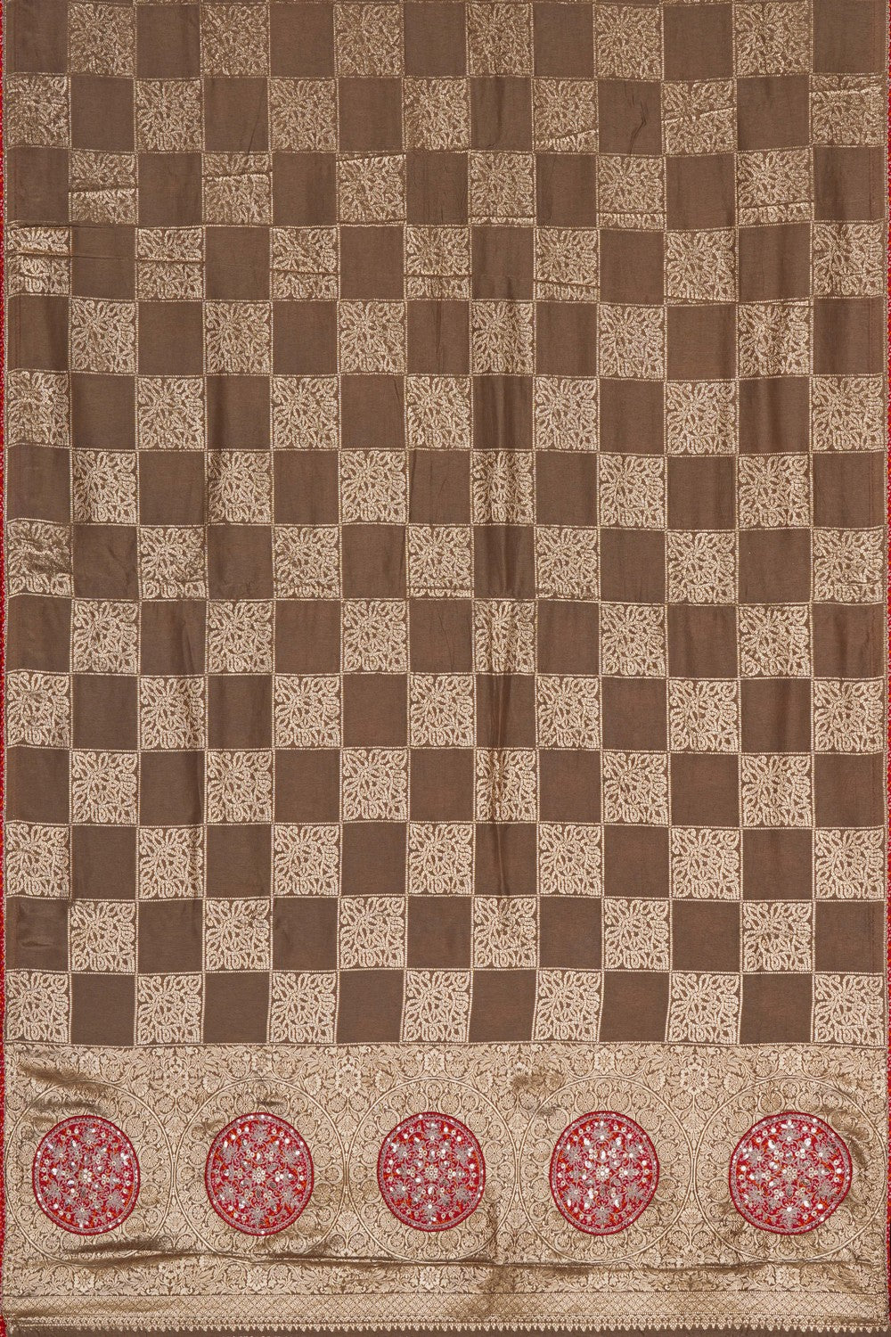 Image of Grey Saree with Zari-Woven Motifs