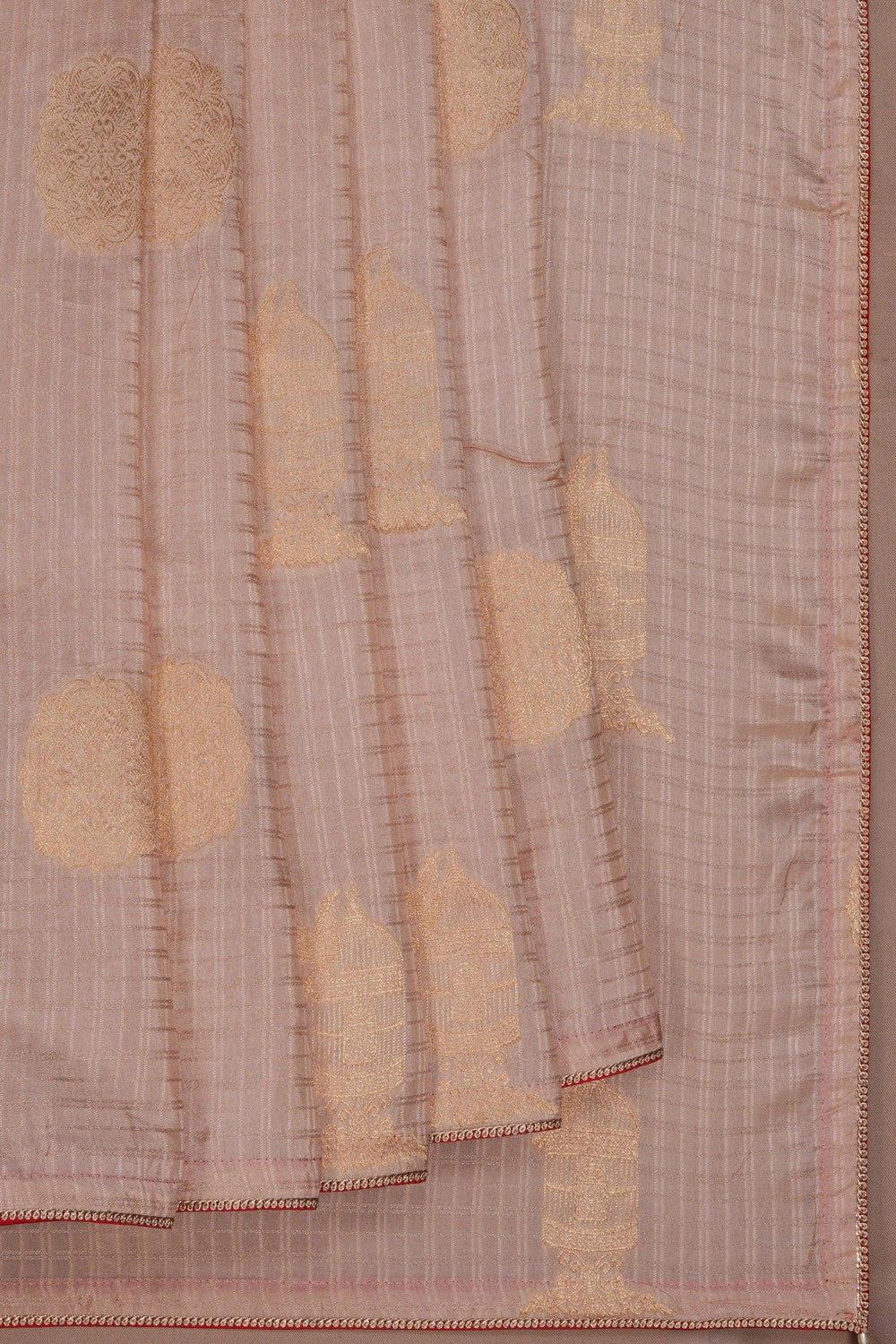 Image of Classy Beige Saree with Zari-Woven Motifs