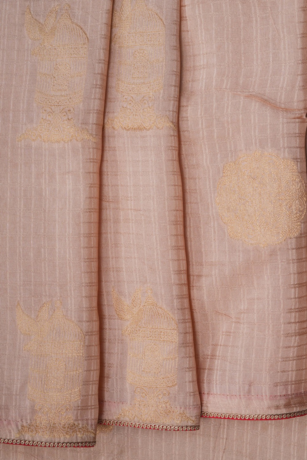 Image of Classy Beige Saree with Zari-Woven Motifs