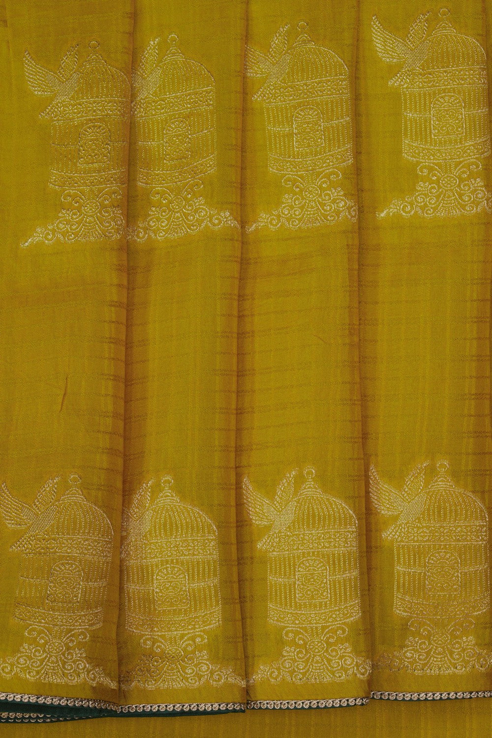 Image of Spring Green Saree with Zari-Woven Motifs