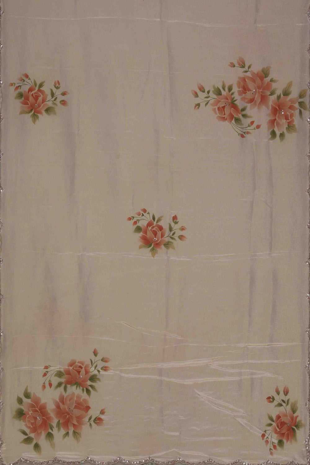 Image of Beige Shimmering Tissue Silk Saree