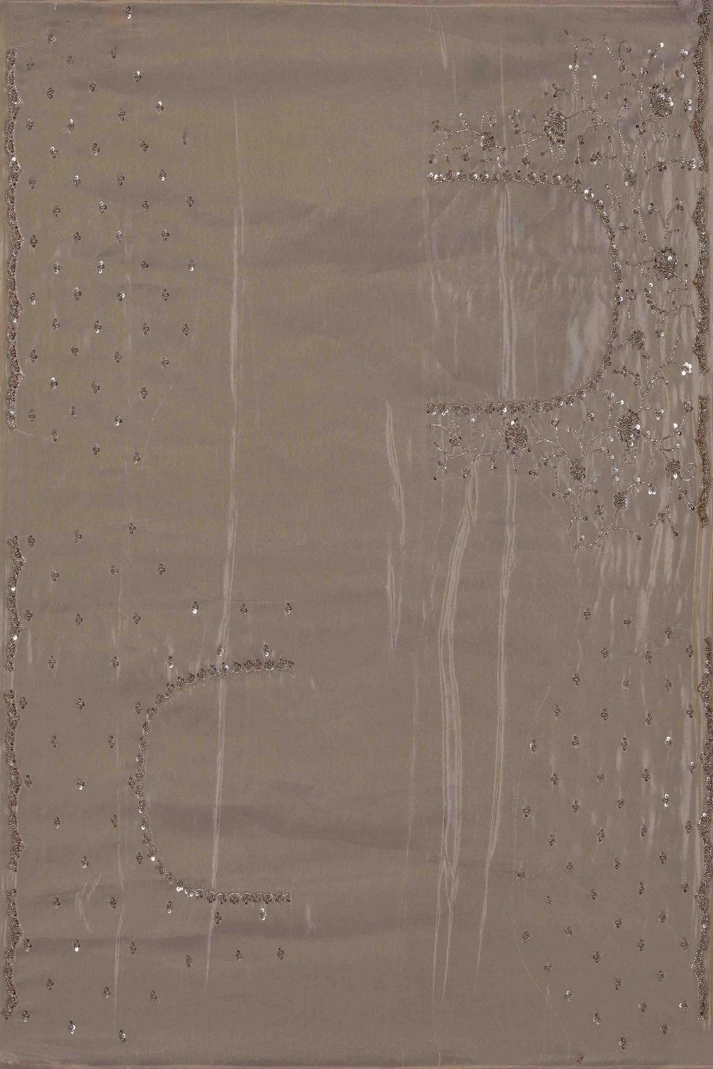 Image of Beige Shimmering Tissue Silk Saree