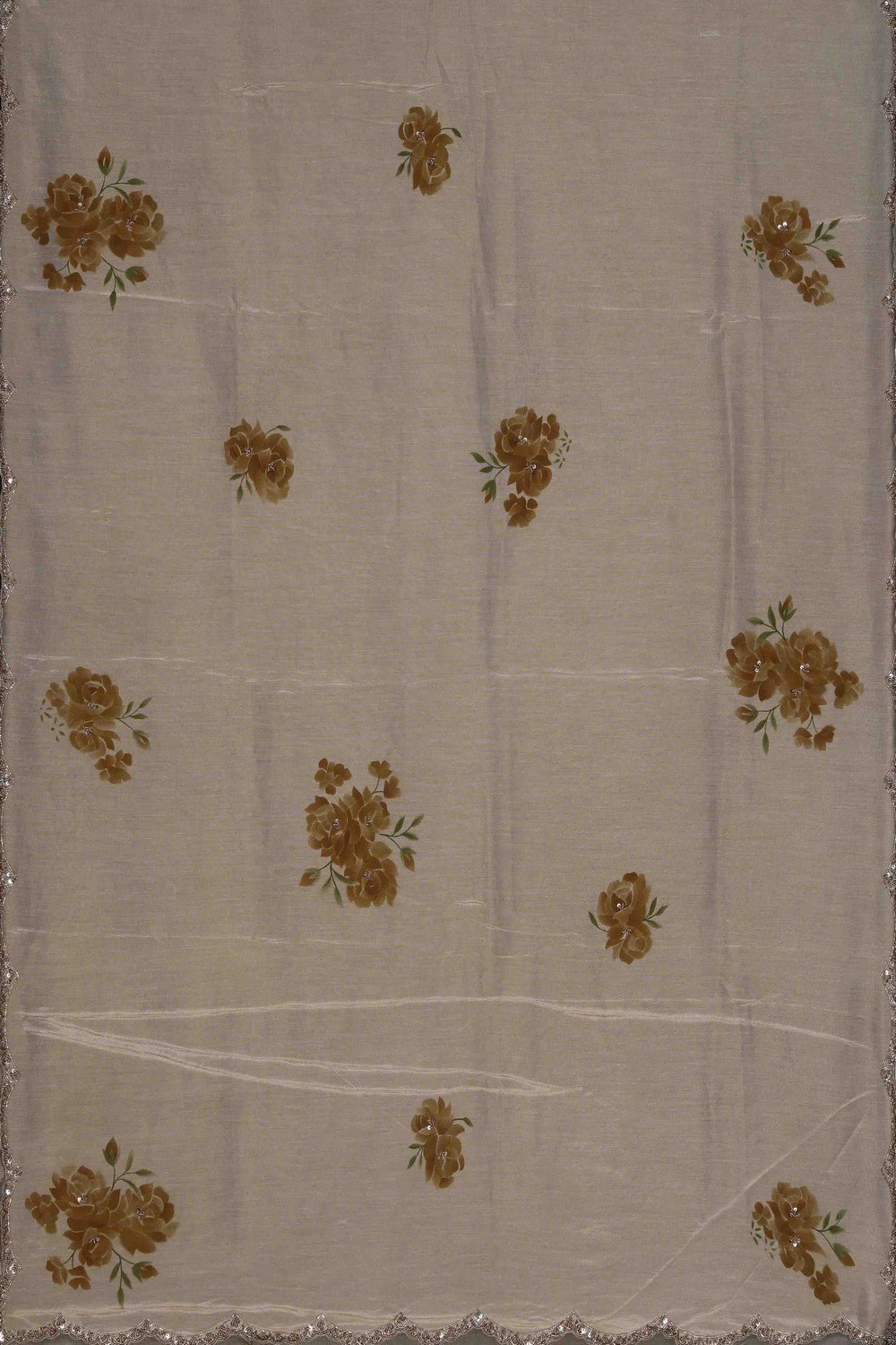 Image of Beige Shimmering Tissue Silk Saree