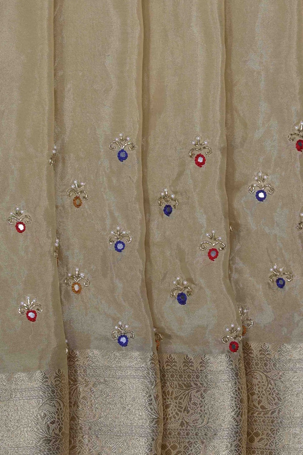Image of Exquisite Beige Shimmering Silk Saree